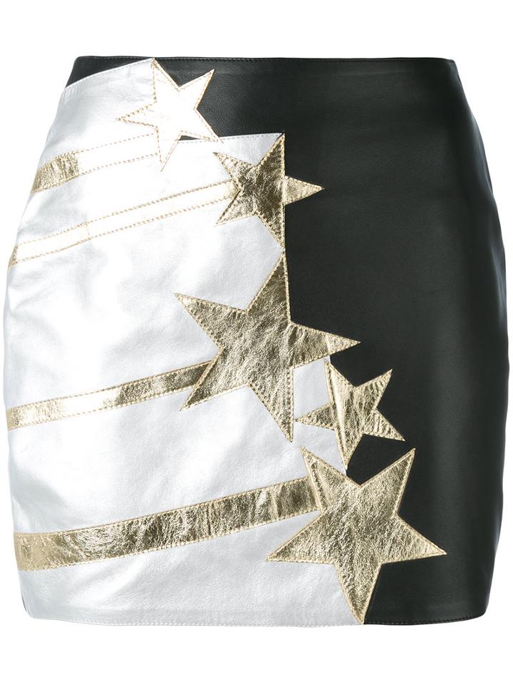 Faith Connexion - Star Mini Skirt - Women - Lamb Skin/viscose - 38, Black, Lamb Skin/viscose
