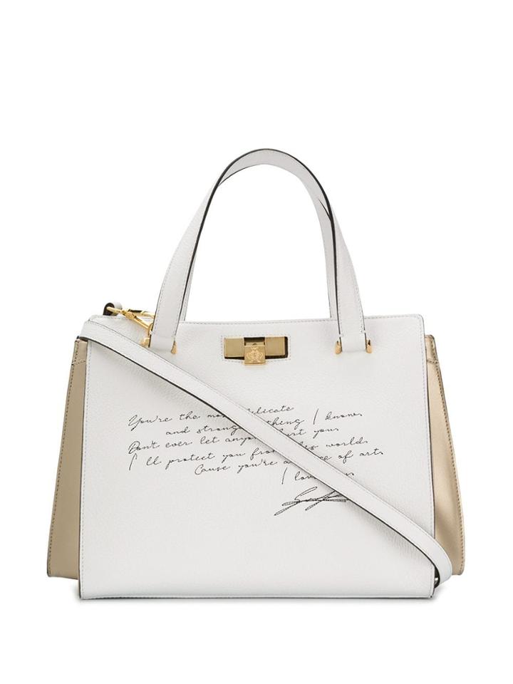 Giancarlo Petriglia Text Print Tote - White