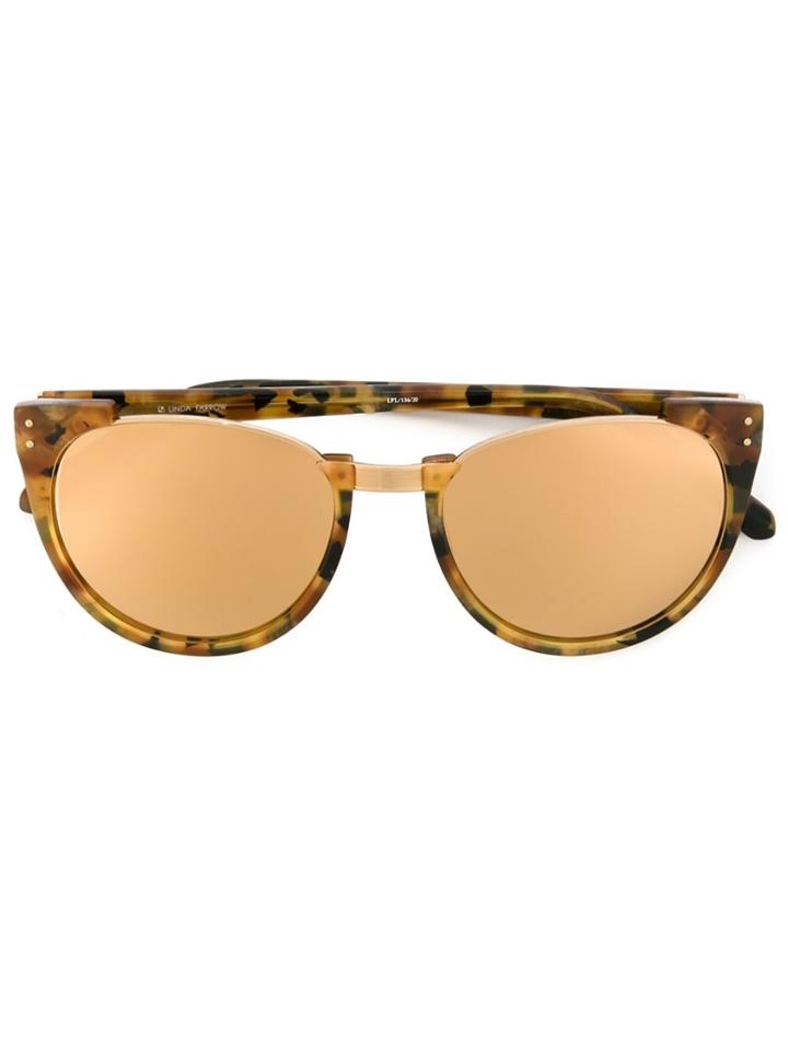 Linda Farrow '136' Sunglasses - Yellow & Orange