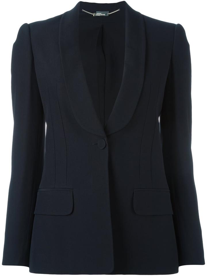 Alexander Mcqueen Shawl Lapel Blazer, Women's, Size: 44, Black, Acetate/viscose/silk