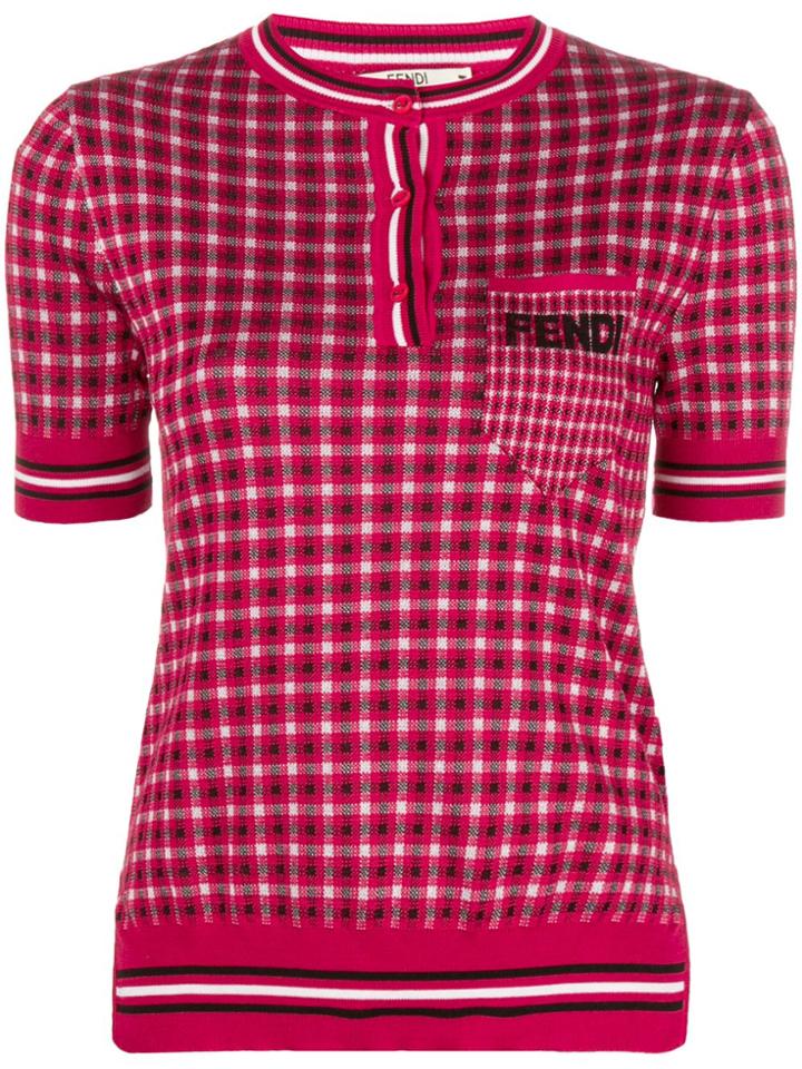 Fendi Crew Neck Polo Shirt - Red