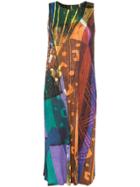 Pleats Please Issey Miyake Printed Plissé Pleated Midi Dress -