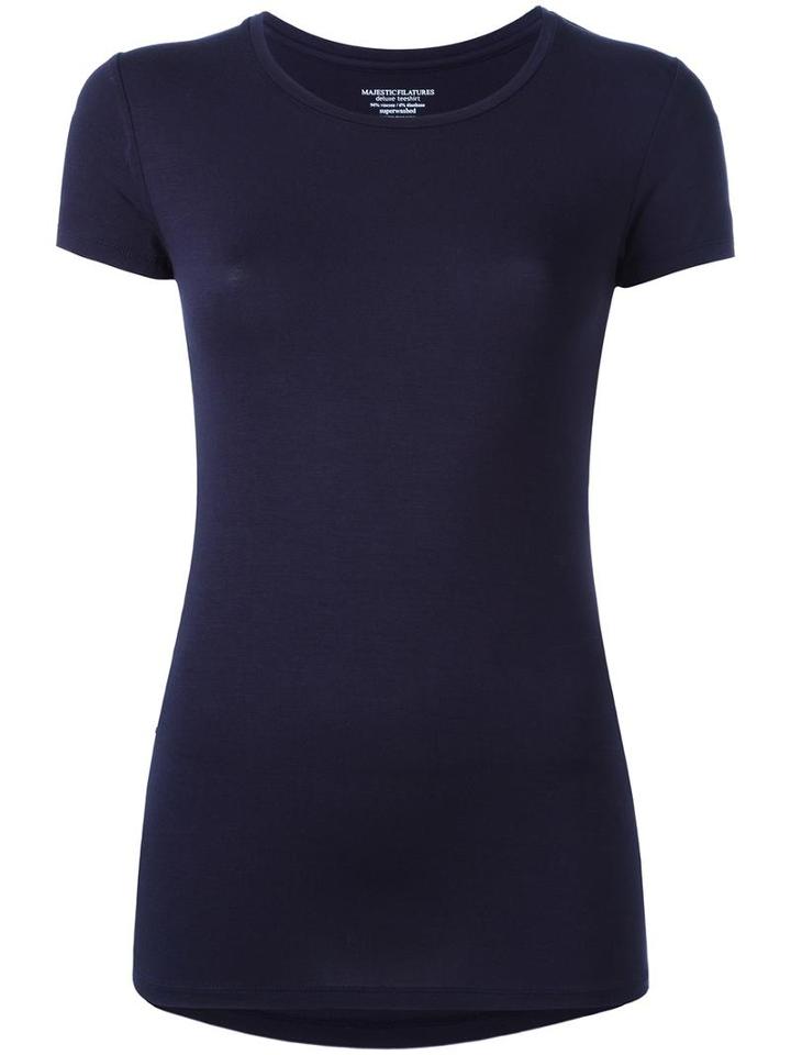 Majestic Filatures Round Neck T-shirt, Women's, Size: 2, Blue, Spandex/elastane/viscose