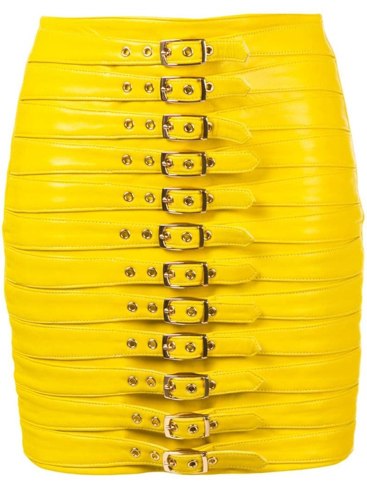 Manokhi Buckle Biker Mini Skirt - Yellow