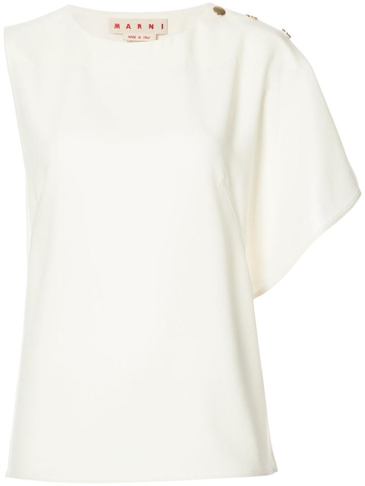 Marni - Asymmetric Blouse - Women - Polyester/acetate - 38, White, Polyester/acetate