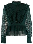 Just Cavalli Ruffled Trimmed Blouse - Green