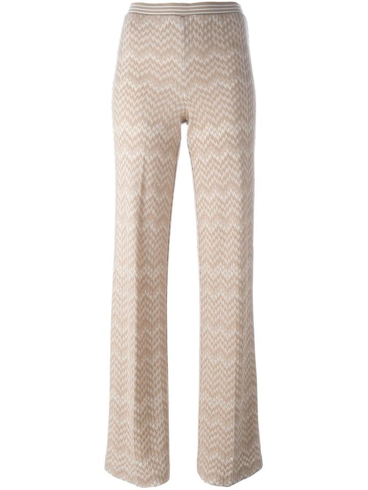 Missoni Chevron Knit Trousers, Women's, Size: 42, Nude/neutrals, Silk/spandex/elastane/wool