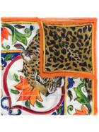 Dolce & Gabbana Leopard Print Detail Scarf - Multicolour