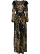 Alberta Ferretti Maxi Floral Chiffon Dress - Multicolour
