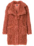 Eleventy Lama Fur Coat - Pink & Purple