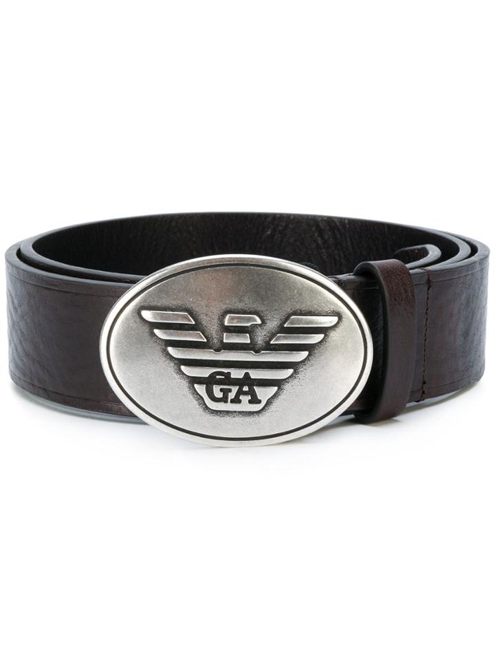 Emporio Armani Logo Plaque Belt - Brown