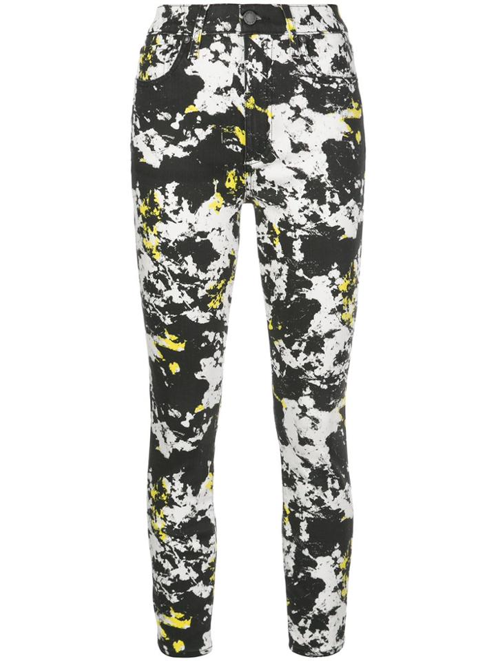 Alice+olivia Marble-print Skinny Jeans - Black