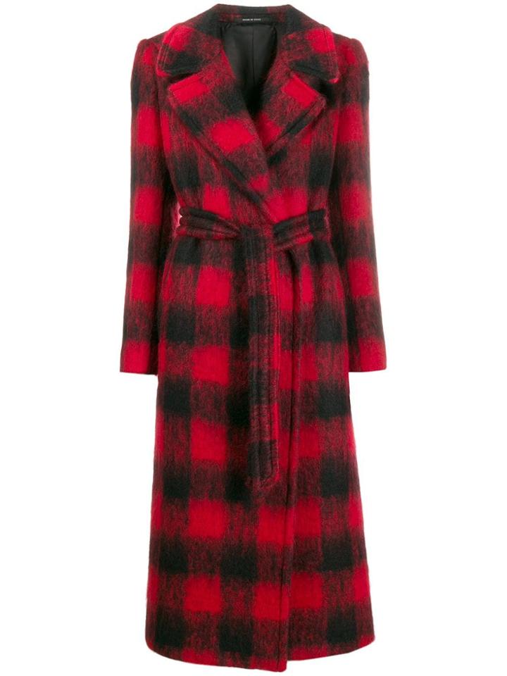 Tagliatore Molly Checked Belted Coat - Red