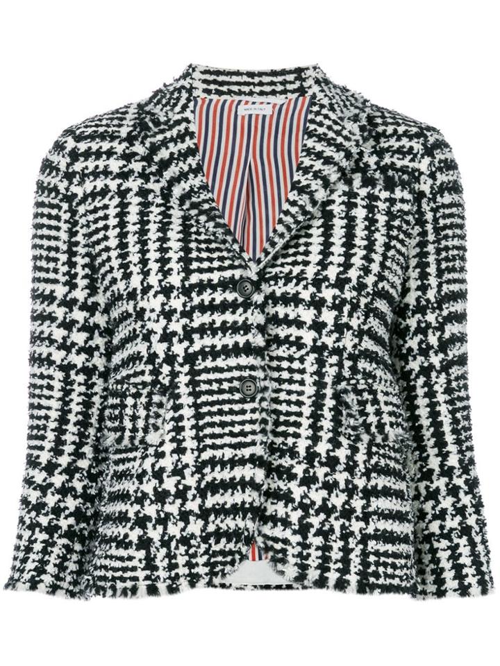 Thom Browne Prince Of Wales Eyelash Sport Coat - Black