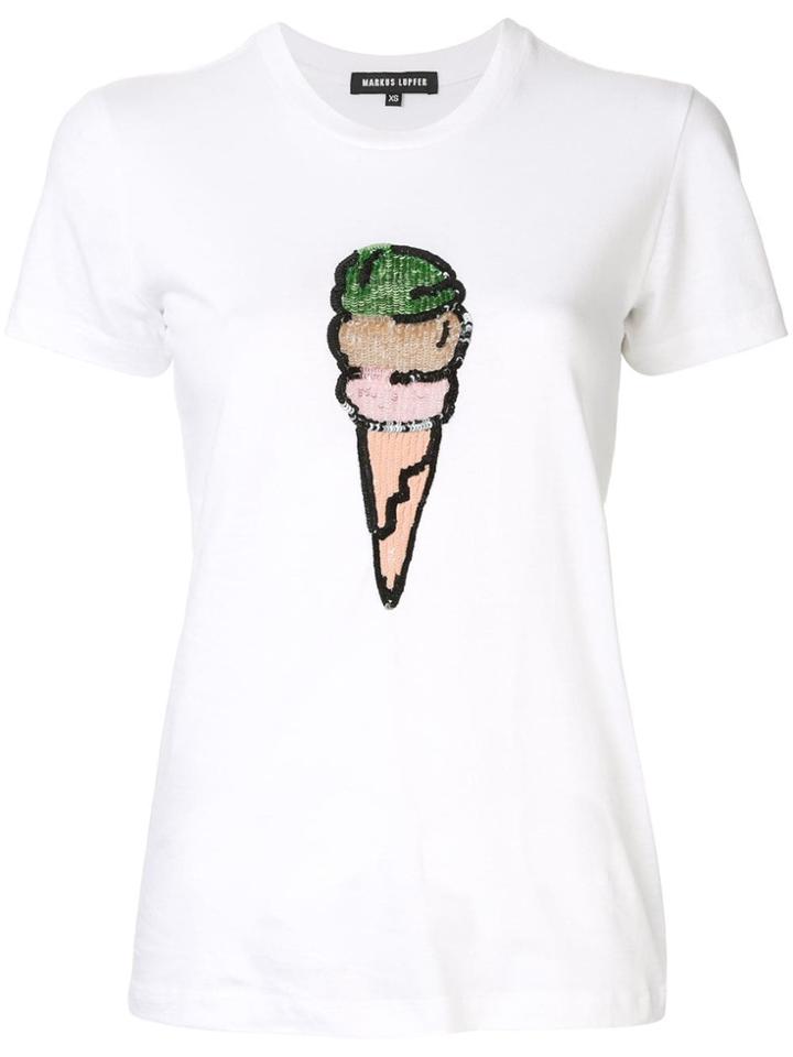 Markus Lupfer Kate Sorbet Ice Cream Sequin Tee - White
