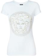 Versace Studded Medusa T-shirt, Women's, Size: 40, White, Viscose/spandex/elastane/metal Other