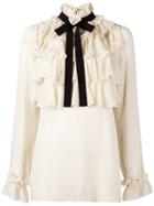 Gucci Ruffle Pussy Bow Shirt - Nude & Neutrals