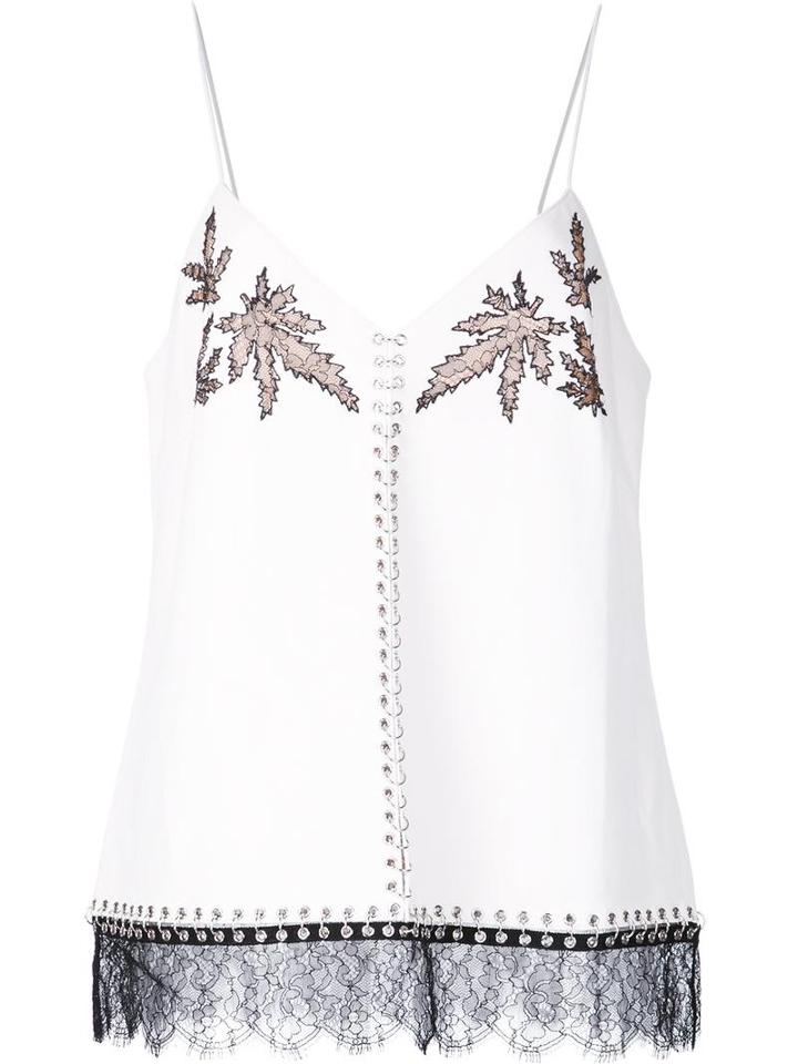 Alexander Wang Lace Leaf Camisole, Women's, Size: 4, White, Silk/lamb Skin/viscose/polyamide