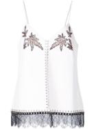 Alexander Wang Lace Leaf Camisole, Women's, Size: 4, White, Silk/lamb Skin/viscose/polyamide