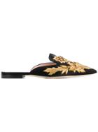 Alberta Ferretti Floral Embroidery Mules - Black