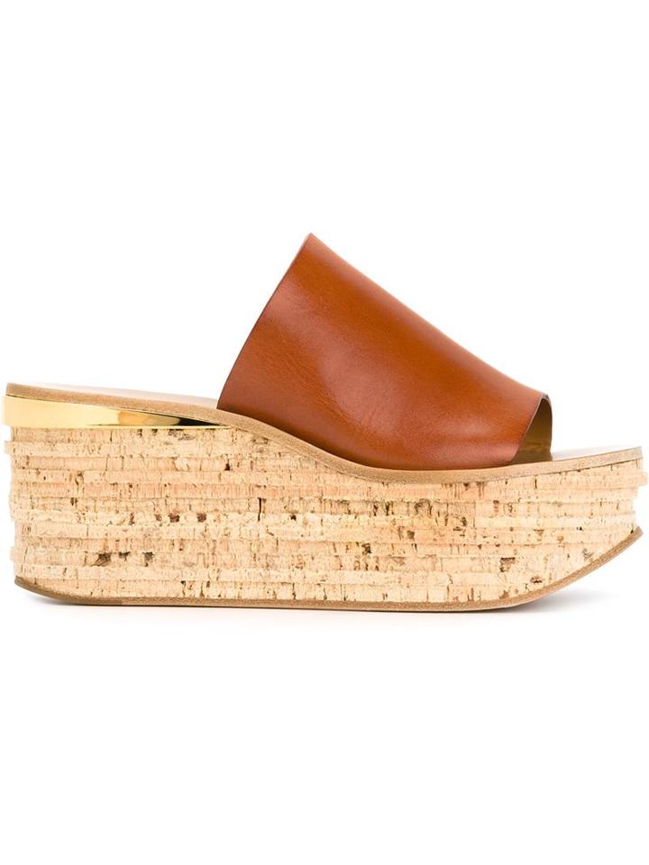 Chloé Camille Mules, Women's, Size: 38, Brown, Calf Leather/leather