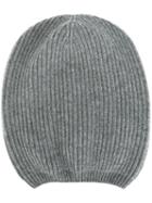 Moncler Ribbed Beanie Hat, Women's, Grey, Cashmere/wool