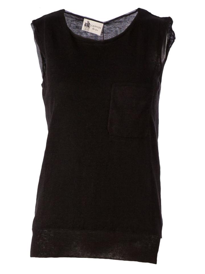 Lanvin Sleeveless Sweater, Women's, Size: M, Black, Silk/linen/flax