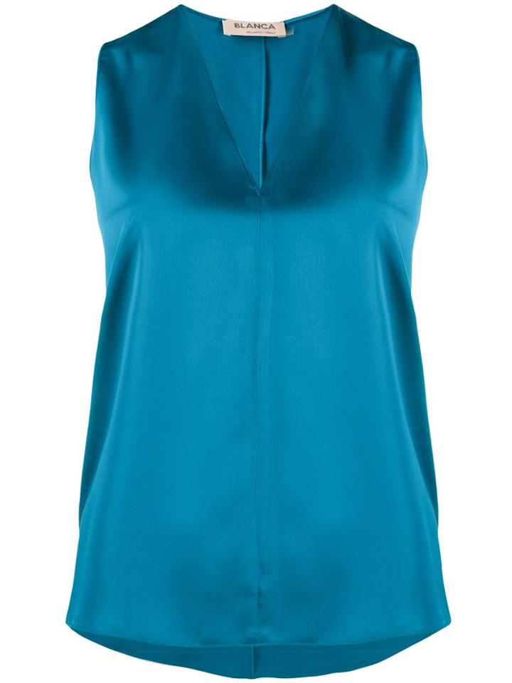 Blanca V-neck Sleeveless Top - Blue