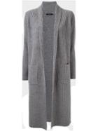 Loveless Long Ribbed Cardigan, Women's, Size: 34, Grey, Wool