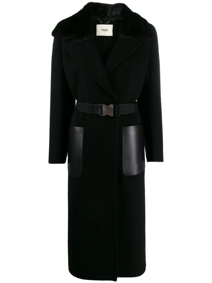 Fendi Long Belted Coat - Black