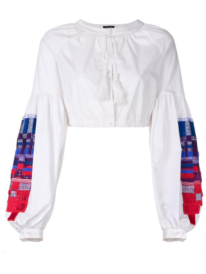 Wandering Patterned Crop Top - White