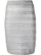 Balmain Striped Knitted Pencil Skirt - Grey