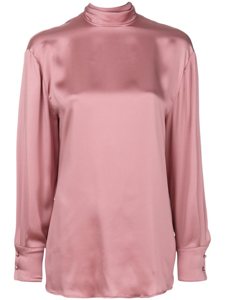 Valentino Blouse With Waterfall Back - Pink & Purple