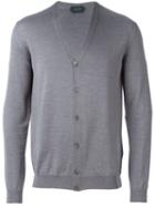Zanone V-neck Cardigan, Men's, Size: 50, Grey, Virgin Wool