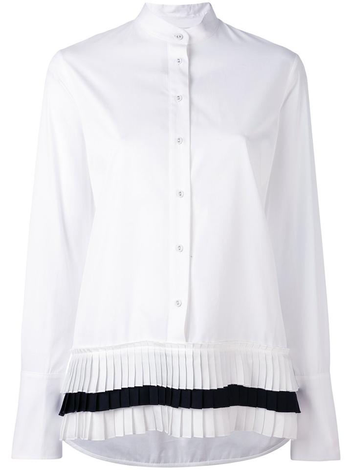 Victoria Victoria Beckham - Contrast Stripe Shirt - Women - Cotton/polyester - 38, White, Cotton/polyester