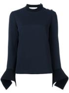 Victoria Victoria Beckham Flared Cuff Boxy Blouse - Blue
