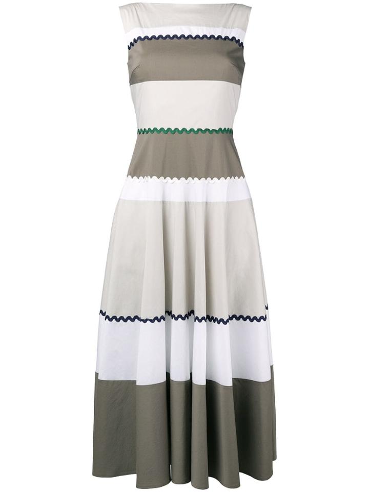 Talbot Runhof Stripe Flared Dress - Grey
