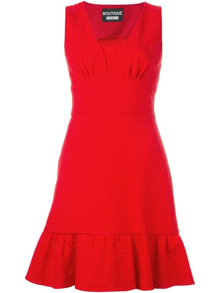 Boutique Moschino Flared Hem Sleeveless Dress, Women's, Size: 42, Red, Cotton/acetate/rayon