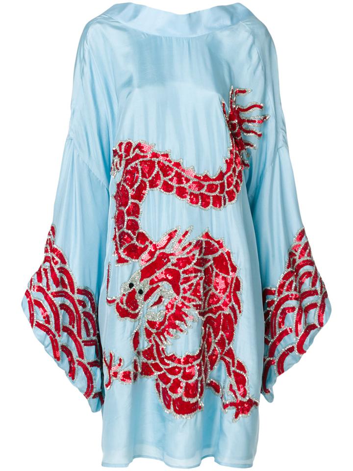 P.a.r.o.s.h. Embroidered Dragon Dress - Blue