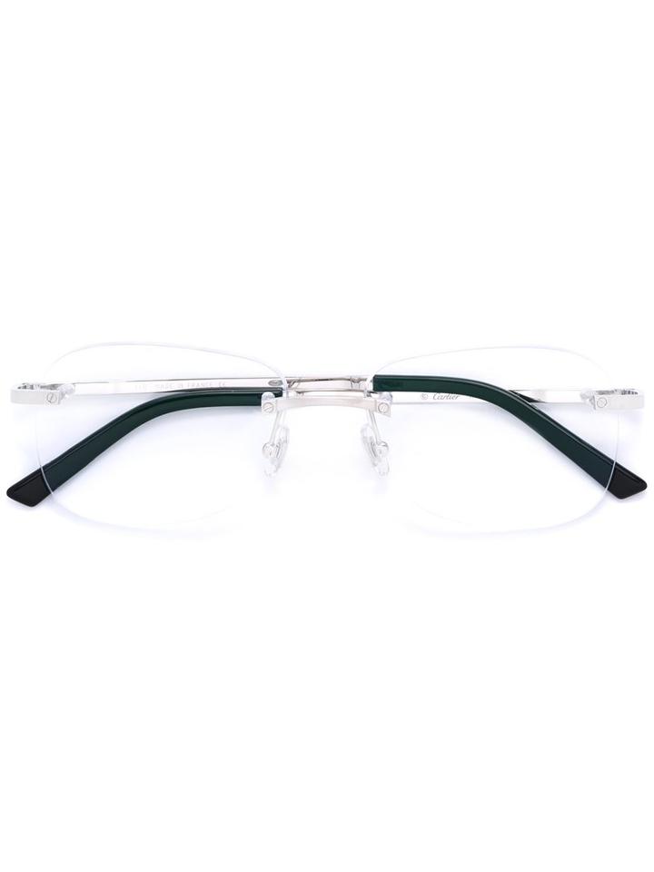 Cartier - Square Frame Glasses - Unisex - Titanium - One Size, Grey, Titanium