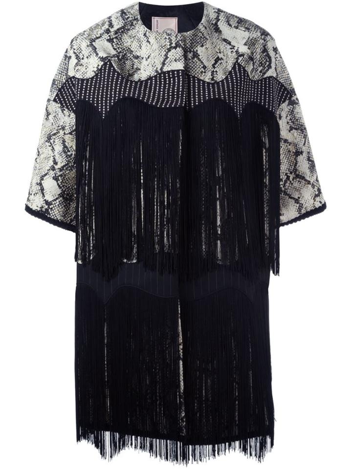 Antonio Marras Snakeskin Print Coat, Women's, Size: 46, Black, Cotton/polyester/viscose/cotton