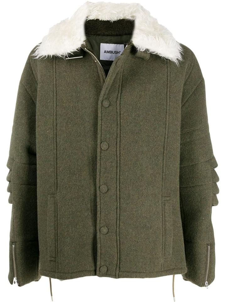 Ambush Textured Collar Coat - Green