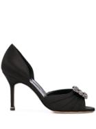 Manolo Blahnik Cassia Crystal Embellished Sandals - Black