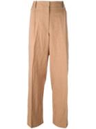 Forte Forte High Waisted Trousers, Women's, Size: 2, Nude/neutrals, Cotton/linen/flax
