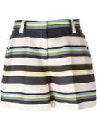 Jil Sander Navy Striped Shorts, Women's, Size: 38, Blue, Linen/flax/polyester/silk/cupro