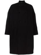 Yohji Yamamoto Oversized Double-breasted Coat, Women's, Size: 2, Black, Wool/polyester