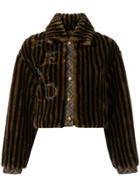 Fendi Pre-owned Striped Cropped Jacket - Brown