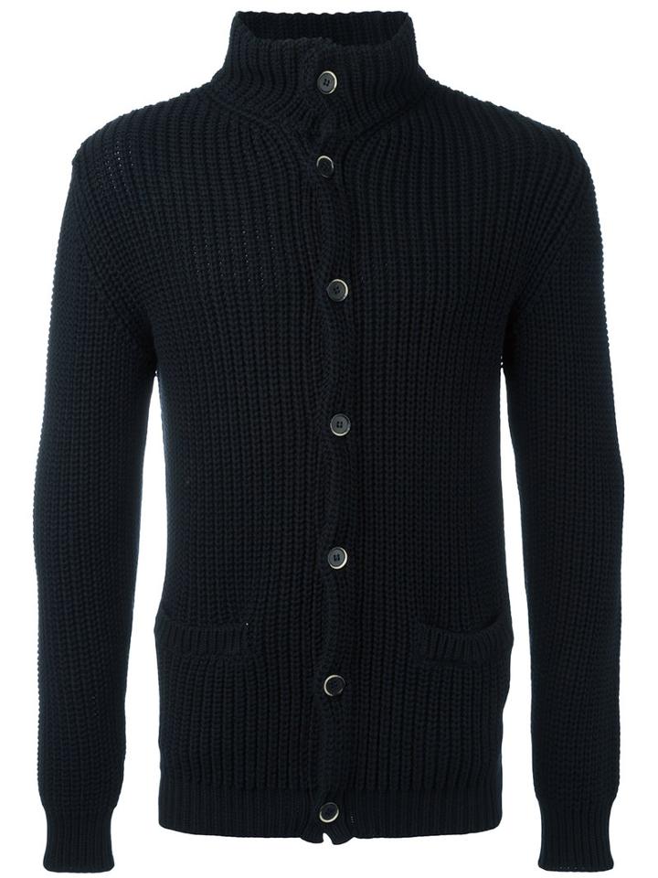 Barena Ribbed Cardigan, Men's, Size: Large, Blue, Cotton
