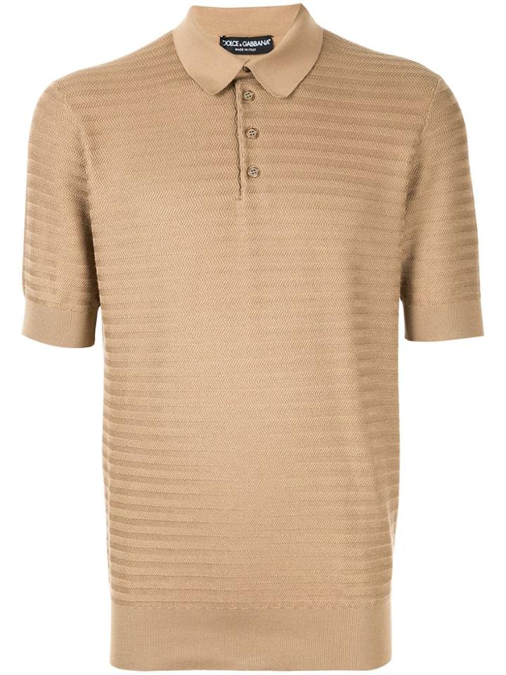 Dolce & Gabbana Henley Polo Shirt - Brown