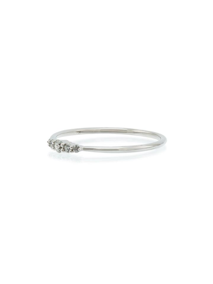 Rosa De La Cruz 18k White Gold Five Diamond Ring - Metallic